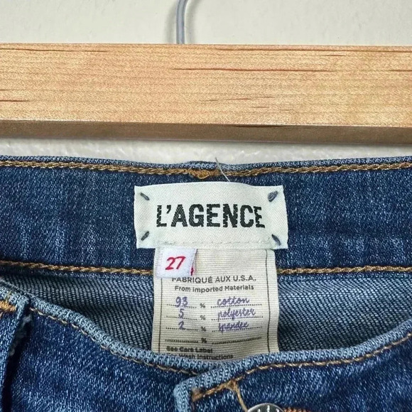 L'Agence Straight Leg Distressed Jeans Dark Wash Size 27 - Picture 2 of 8